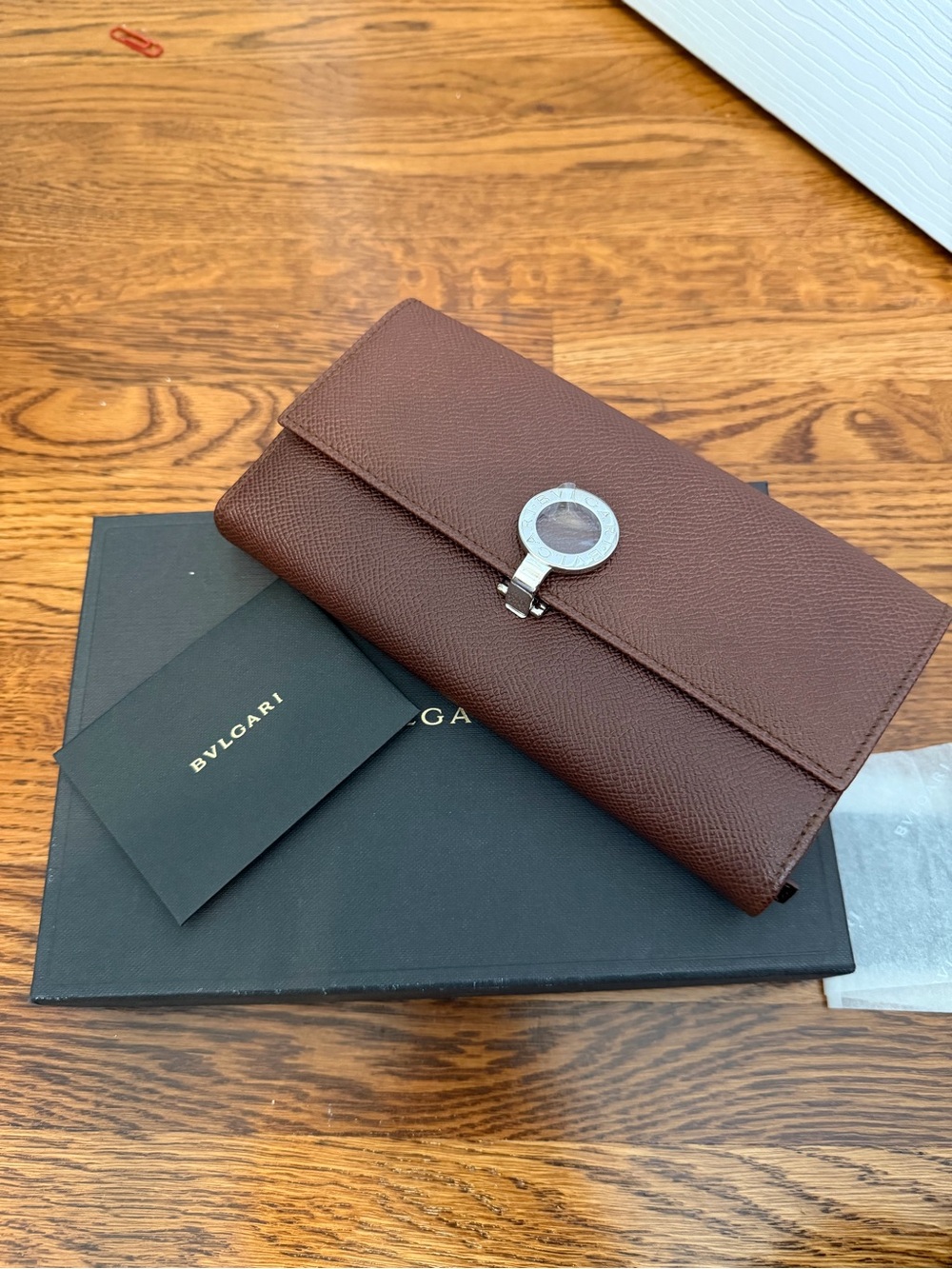 Bvlgari Brown long Leather Authentic Continental Wallet